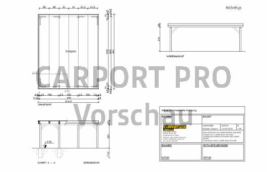 6x5 Ratio Carport Bauzeichnung