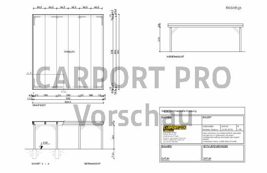 6x6 Ratio Carport Bauzeichnung